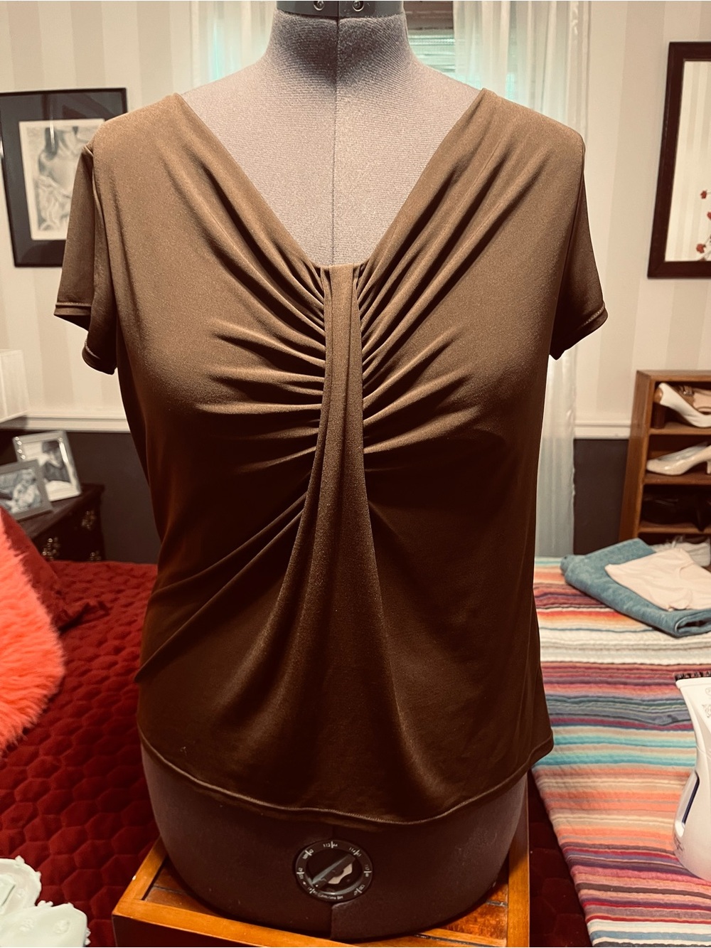 George Ladies Stretch Top in Coffee